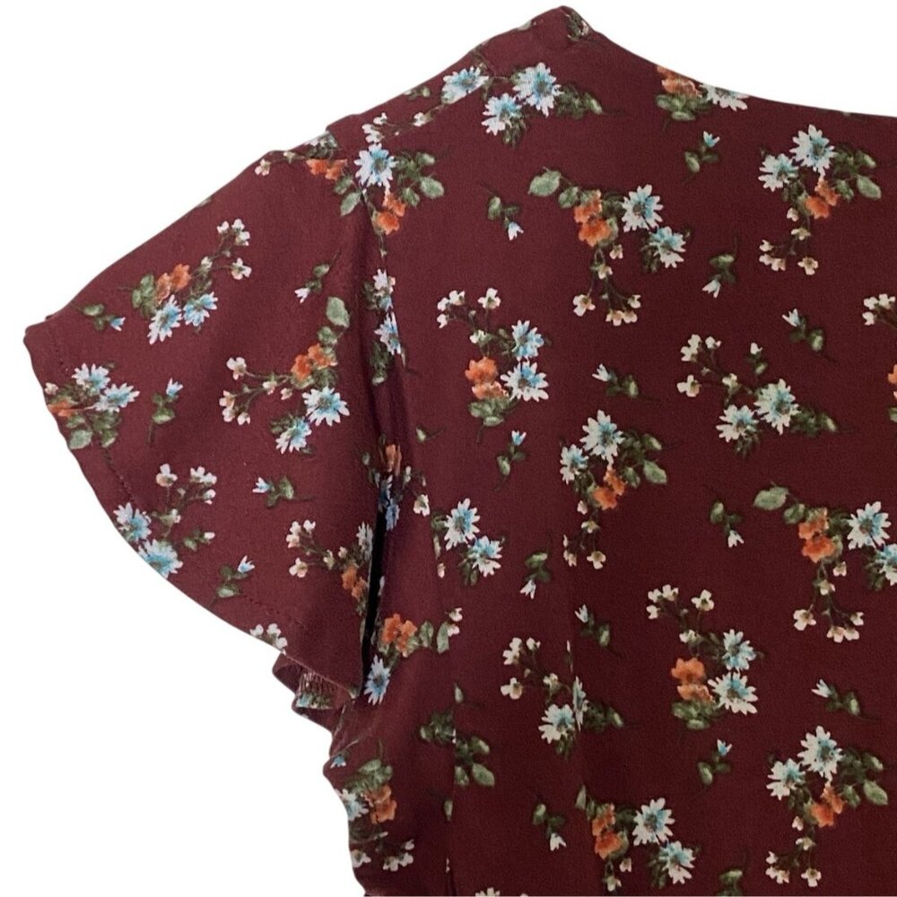 Floral Knit Ruffle Dress • Fortune + Ivy Sz S • Soft‎ Cottagecore Flutter Sleeve - Picture 8 of 8